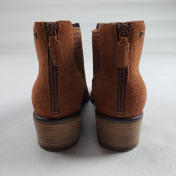 Cole Haan Val Ankle Boot Womens 8 Brown Suede Perforated Back Zip Grand Bootie - Picture 8 of 12